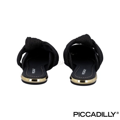 Chinelos pretos PICCADILLY com detalhe dourado e alças torcidas