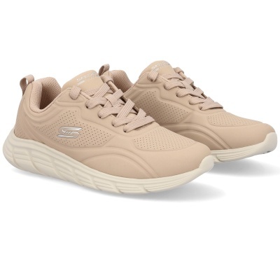 Sapatilhas desportivas bege Skechers com sola branca e atacadores