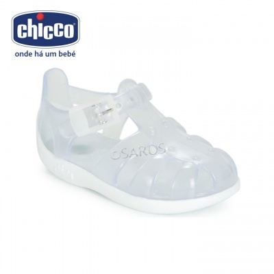 Sapato infantil transparente Chicco com fecho branco