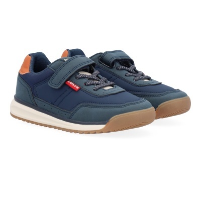 Sapatilhas desportivas Levis azul e castanho com fecho de velcro e atacadores