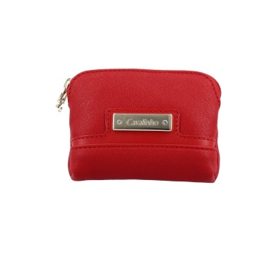 Carteira ou porta-moedas vermelho com placa metálica Cavalinho