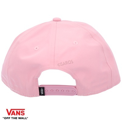 Boné rosa da Vans com fecho ajustável e etiqueta preta