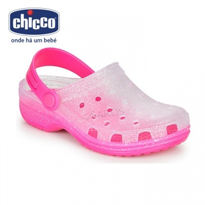 sapato tipo clog infantil rosa brilhante da Chicco