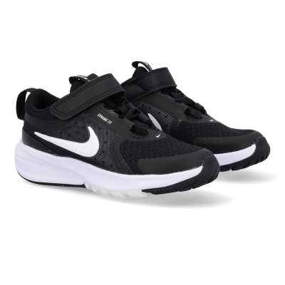 Ténis desportivos Nike pretos de criança com sola branca e fecho de velcro