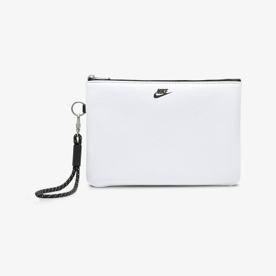 Carteira branca da Nike com fecho e alça preta