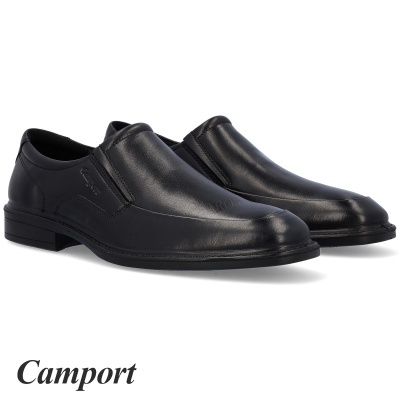 Sapatos sociais pretos em pele com design clássico e sola preta