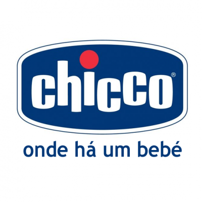 Logótipo da Chicco com slogan onde há um bebé