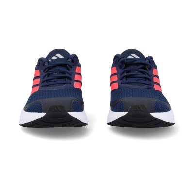 Sapatilhas desportivas Adidas azuis com riscas rosas vista frontal