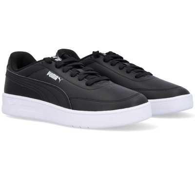 Ténis pretos PUMA com sola branca e logo branco