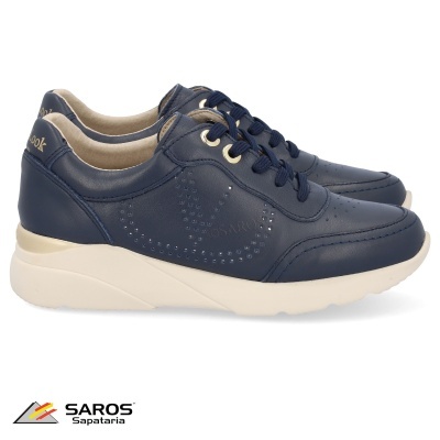 Sapatilhas desportivas azuis com sola branca e atacadores