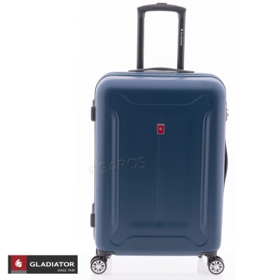 Mala de viagem rígida azul escuro com rodas e pega telescópica