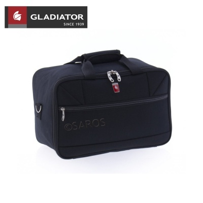 Bolsa de viagem preta com bolso frontal e alça superior