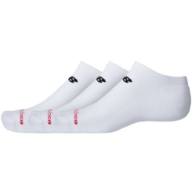 Pack de meias brancas NB com logos pretos e vermelho em fundo branco