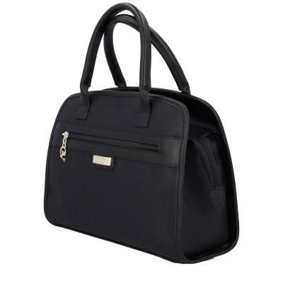 Mala de senhora preta com alças e fecho frontal