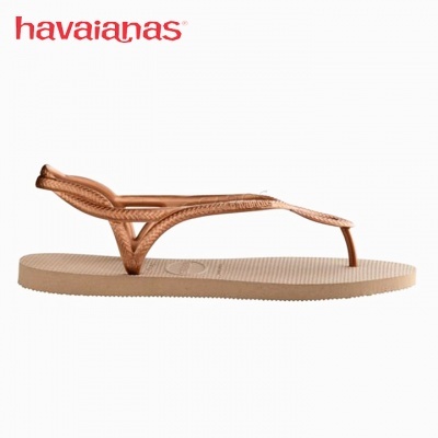 Sandálias Havaianas bege de dedo com tiras finas e sola texturizada