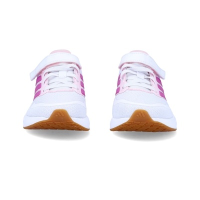 Par de sapatilhas desportivas brancas e rosa com velcro