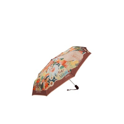 Guarda-chuva dobrável colorido com padrão floral e texto Anekke