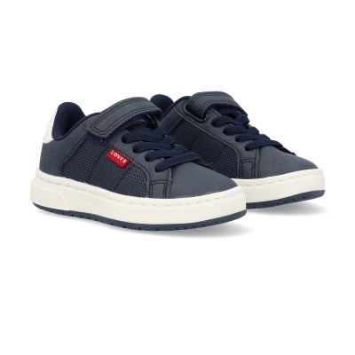 Ténis infantis Levis azul escuro com sola branca e velcro