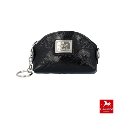 Estojo ou porta-chaves preto com placa metálica Cavalinho Penafiel