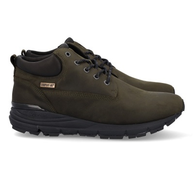 Sapatos camuflados verdes-escuros em couro com sola preta e etiqueta CAMPORT-WT