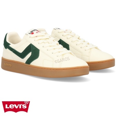 Ténis Levi's creme com detalhes verdes e sola castanha