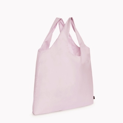 Mala reutilizável rosa claro com alças largas