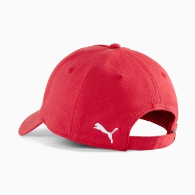 Boné vermelho com logo Puma branco e fecho ajustável