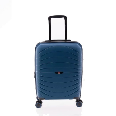 Mala de viagem rígida azul com roda