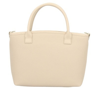 Mala bege de senhora com asas médias e detalhes metálicos