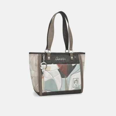 Mala Anekke com padrão multicolorido e alças duplas cinzentas