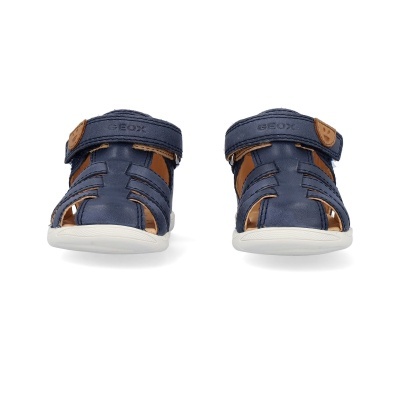 Sandálias azuis em pele com fecho de velcro GIOX e sola branca