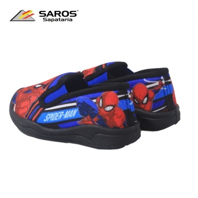 Pantufas Spider-Man vermelhas, azuis e pretas com solado preto