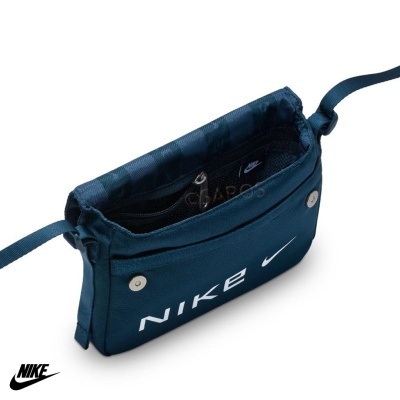 Mala de ombro desportiva azul escura com logótipo Nike