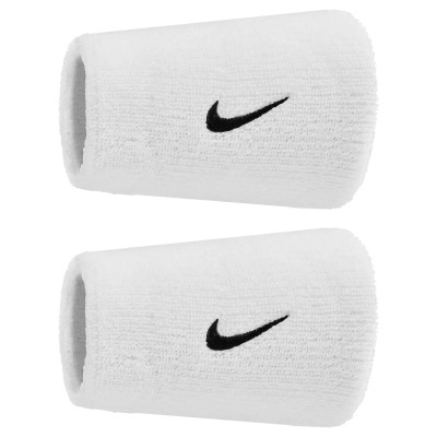 Par de pulseiras desportivas brancas com logótipo Nike preto