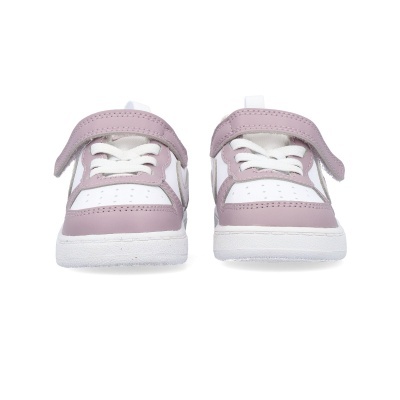 Sapatilhas infantis cor de rosa e branco com fecho de velcro