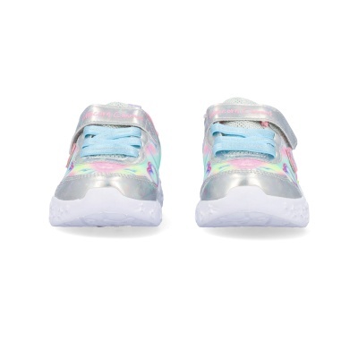 Sapatilhas infantis coloridas com velcro e atacadores azuis