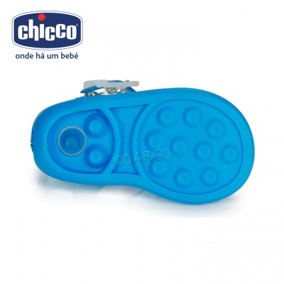 Chupeta azul Chicco com fecho metálico e texturas em relevo