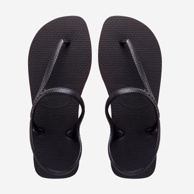 Sandálias pretas Havaianas Flash com correia, tamanho 37-38