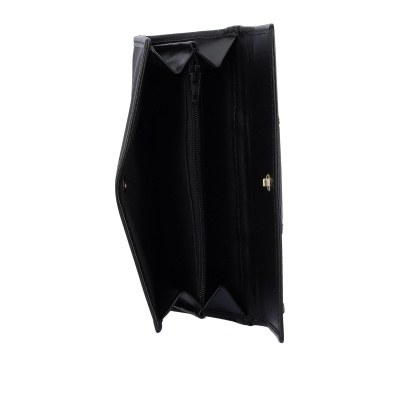 Carteira preta aberta com fecho de correr interior