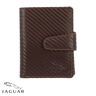 Carteira escura com padrão de textura tipo fibra de carbono e fecho