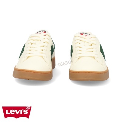 Sapatilhas Levi's creme com risca verde e sola castanha