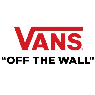 Logótipo VANS vermelho com texto 'OFF THE WALL' preto