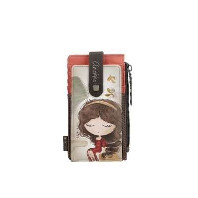 Carteira Anekke com ilustração de menina e fecho de botão e zíper