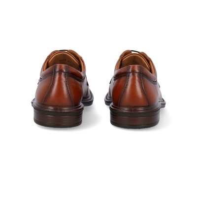 Sapatos castanhos de couro vistos de trás