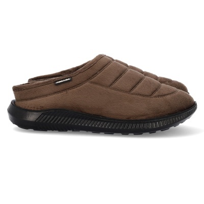 Chinelo mule castanho almofadado com sola preta