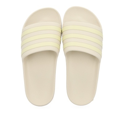 Chinelos creme claro com riscas amarelo-pálidas
