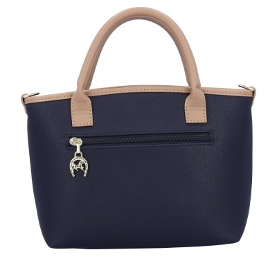 Mala de mão azul escura com alças e fecho frontal