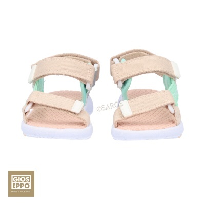 Sandálias infantis bege e verde água Gios Eppo com sola branca