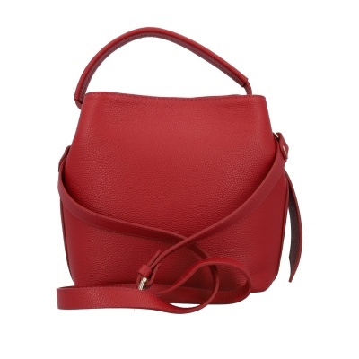 Mala de mão vermelha em pele com pega superior e correia longa ajustável