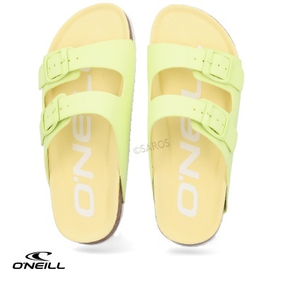 Chinelos femininos amarelo claro O'Neill com tiras ajustáveis e sola bege